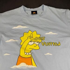 Lisa Simpson Louis Vuitton Parody Graphic T-Shirt Light Blue Mens Medium 1533